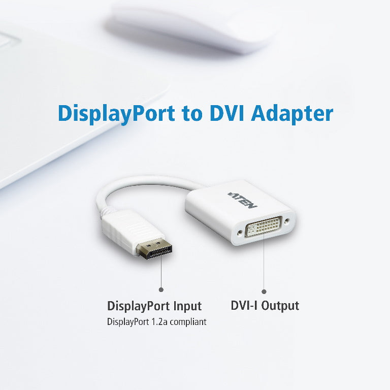 Aten DisplayPort to DVI Adapter, Converts DisplayPort signals to DVI output, DisplayPort 1.2 a compliant, Supports VGA, SVGA, XGA, Aten DisplayPort to DVI Adapter, Converts DisplayPort signals to DVI output, DisplayPort 1.2 a compliant, Supports VGA, SVGA, XGA,
